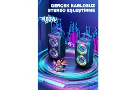 Resim W-kıng T9 Bluetooth Hoparlör, 80w Boombox, 9 Saate Varan Çalma Süresi, Ipx5 Suya Dayanıklı, Kablosuz 