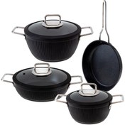 Resim Jumbo Dublin Black 7 Parça Granit Tencere Seti 
