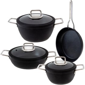 Resim Jumbo Dublin Black 7 Parça Granit Tencere Seti 