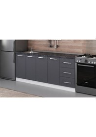 Resim Minar 205 Cm Mutfak Dolabı Beyaz Antrasit 205-A1-Alt Modül Beyaz 