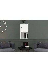 Resim Nettrends Kitaplikli Kapakli Duvar Rafi Beyaz 35 cm DVR-1040-Ç 