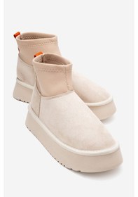 Resim Luvi Shoes Ovar Bej Süet Scuba Platform Tabanlı Kadın Bot Bej 