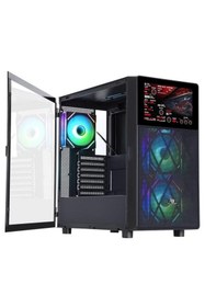 Resim Powerboost PB-P4367BB 3 RGB Fanlı LCD Ekranlı Mid-Tower Oyuncu Bilgisayar Kasası 