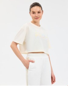 Resim Skechers W Crop Graphic T-shirt Kadın Beyaz Tshirt S2610054-3855 