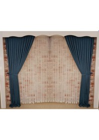 Resim Petrol Mavisi Renk Fon Kadife Perde Çift Kanat 1/3 Sık Pileli Dikim V-33 Petrol Mavisi 