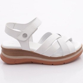 Resim Mammamia D25ys-2940 Kadın Deri Sandalet Beyaz Pen 