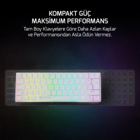 Resim Gamepower Lyra 60M RGB TKL Blue Switch Kablolu Klavye Beyaz 
