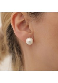 Resim 925 Ayar Gümüş White Tatlısu İncisi Küpe-12mm 