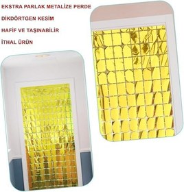 Resim BulutRetail Altın Renk Disko Dikdörtgen Kesim Kapı Perdesi Altın 