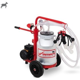 Resim Tamam Ecomini İkili Keçi Süt Sağma Makinesi Alüminyum Güğüm-silikon Memelik Kuru Pompa 