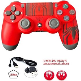 Resim Playstation Dualshock 4 V2 Ps4 Oyun Kolu Siyah Pc + Ps4 1.5mt Şarj Kablosu Ve Analog Koruyucu 