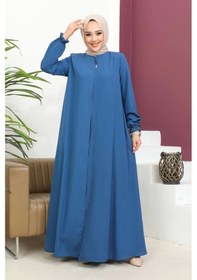 Resim Medine İpeği Mevlana Ferace - İndigo / F0123 İndigo Mavisi Mavi 