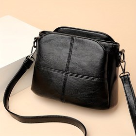Resim Minimalist Şık] Mini Siyah Çapraz Çanta - Ayarlanabilir Askılı Klasik Kapitone Omuz Çantası, Hafif & Her Gün Kullanım İçin Çok Yönlü (22.99cm x 11.99cm x 16.99cm), Güvenli Seyahat Çantası | Şık Modern Çanta | Fonksiyonel Fermuar Kapatma, Küçük Çapraz Çanta 