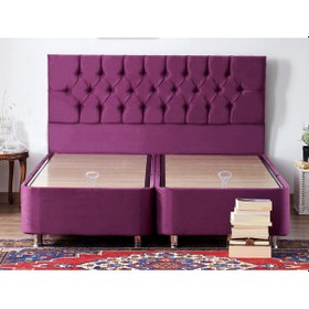 Resim Nironyatak Niron Purple Baza Ve Başlık Seti 140X190 Cm Çift Kişilik Sandıklı 