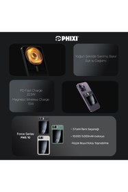 Resim Phixi Force PW5 5000mAh 22.5W MagSafe Powerbank - Kablosuz Mini Şarj Cihazı - 1 USB 1 PD Port - Dij 