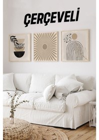 Resim Ahşap Çerçeveli Mdf Kare Tablo Seti Salon Ve Oturma Odası Için Kr4002 42 X 42 