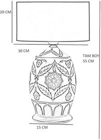 Resim vinner Ceramic Botanical Özel Tasarım Abajur Gold Şeritli Beyaz VNRCERBOA102 