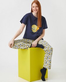 Resim Tweety Lisanslı Pamuklu Kısa Kollu Pijama Takımı 