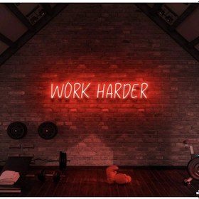 Resim Work Harder Yazılı Neon Tabela Kırmızı 