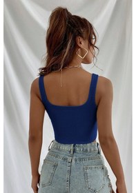 Resim Kadın Lacivert Kalın Askılı Crop Top Büstiyer Lacivert 