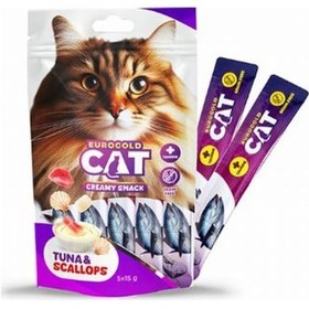 Resim Eurogold Cat Ton Balıklı - Deniz Taraklı Sıvı Kedi Ödülü 12'li 5 x 15 G 