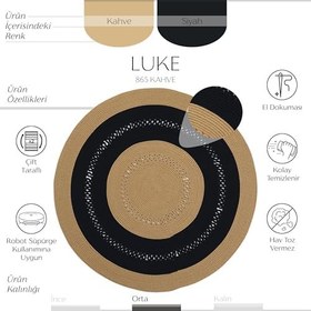 Resim Cool Halı Luke 865 Yuvarlak Halı Dekoratif Mutfak Halısı Antre Hol Halısı Hasır Balkon Halısı Banyo Halısı 