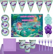 Resim Deniz Kızı Tema 24 Kişilik 70x100 Cm Afişli Parti Seti 