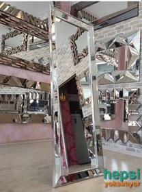 Resim Ayna Çerçeveli Model Gümüş Renk Ayaklı Boy Aynası Gümüş 