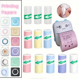 Resim Mini Renkli Kendinden Yapışkanlı Termal Kağıt, 57*25mm Mini Yazıcılar için Etiket Kağıdı, Ofis Etiketleri, Çalışma Notları ve Daha Fazlası İçin İdeal 