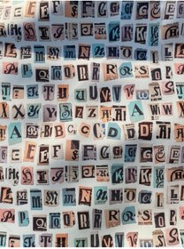 Resim Favor Gazete Harf Desenli Dijital Baskılı Kumaş Fvr-1480 