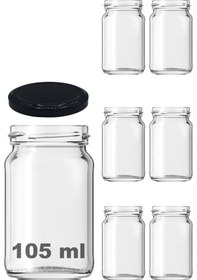Resim 105 Ml Metal Siyah Kapaklı 105 Cc Cam Konserve Kavanoz 6 Adet 