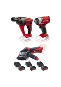 Resim Einhell TE-HD 18 Li Vidalama + TE-CI 18/1 Vidalama + TE-AG 18/115 Avuç Taşlama + 3 x 4 Ah Akülü Set 