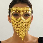 Resim Şık Altın Parıltılı Çok Katmanlı Yüz Peçesi - Dans Performansları, Partiler ve Bayram Etkinlikleri İçin Vintage Kraliyet Tasarımı (Yeni Ay Yılı, Sevgililer Günü, Ramazan), Aksesuar, İnce İşçilik, Metalik Kaplama 