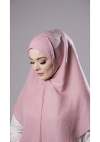 Resim Hürrem Bone Pudra Pratik Hazır Geçmeli Tesettür Eşarp Pamuk Caz Kumaş Düz Hijab 2306 06 
