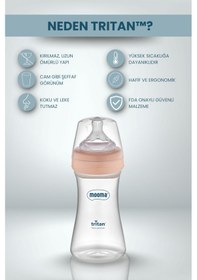 Resim Mooma Neutra Antikolik Tritan Biberon 250 Ml 6-18 Ay Orta Akış Mercan Pembe 