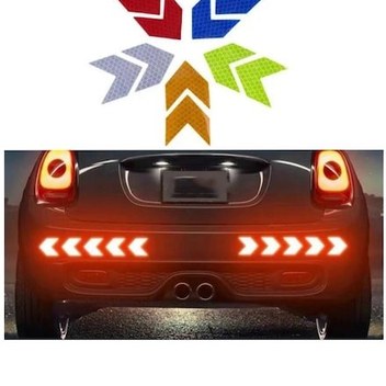 Gümüş 10 Adet Ok Yansıtıcı Yapışkan Bant Etiket Çıkartması Güvenlik Dikkat Uyarı Yansıtıcı Bant Kamyon Motosiklet Bisiklet Kalıplama