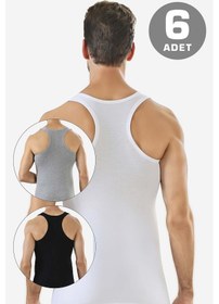 Resim 6'lı Paket Renkli Erkek Rambo Sporcu Atlet %100 Pamuk Ribana Çok Renkli 