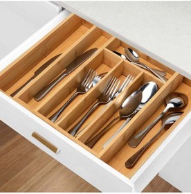 Resim Bambu Kaşıklık 7 Gözlü Genişleyebilir Organizer Ra011 