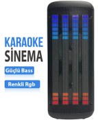 Resim Subzero Parti Hoparlörü 8x2 Taşınabilir Rgb Renkli Kumanda Mikrofonlu Büyük Boy Karaoke Bluetooth Hoparlör 