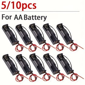 Resim 5 adet/10 adet AA Güç Bankası Kutusu 1X 3.6V-4.2V AA Pil Tutucu Depolama Kutusu Kutu 1 Yuva Pil Kutusu ile Bağlantılar 