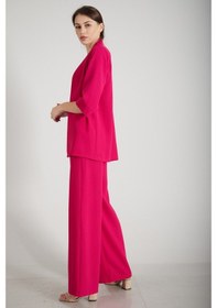 Resim Feminist Fuşya Kimono Pantolon Ikili Krep Takım 0106314.12-M Çok Renkli 