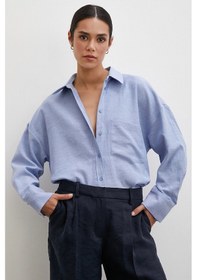Resim Never More Robalı Klasik Gömlek İndigo 