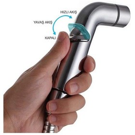 Resim Fause KTS101 Spiralli Taharetmatik Debi Ayarlı Taharet El Duşu Krom 