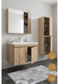 Resim Teta Home Tokyo 65 Cm Mdf Banyo Dolabı Seti + Boy Dolabı Atlantik Çam Atlantik Çam 