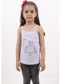 Resim Toontoy Kids Toontoy Kız Çocuk Kedi Baskılı Atlet Gri Melanj 