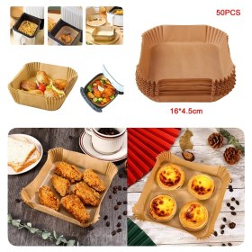 Resim MiraLive Büyük Boy Air Fryer Fritöz Pişirme Kağıdı 50 Adet 