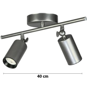Resim Koal Avize Spoti 2'li Gri Renk (Gün Işığı) Modern Tasarım Cafe - Mutfak - Banyo Spot Ledli Sıralı Avize 