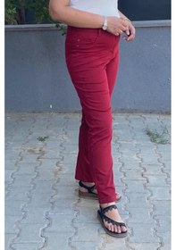 Resim Mia Butik Kadın Kırmızı Boru Paça Pantolon Kırmızı 