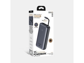 Resim Azurtech 10.000MAH LCD Ekranlı Fulltech Otomatik 50CM Type-C Kablolu 35W Hızlı Şarj Taşınabilir Powerbank 