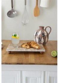 Resim Akayev Traverten 30x15 Cm Ahşap Boncuk Ayaklı Sunumluk Çok Renkli 